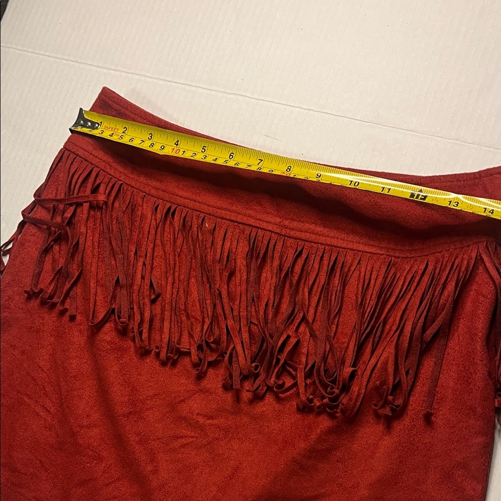 Express Scarlet Fringe Mini Skirt - Picture 6 of 6